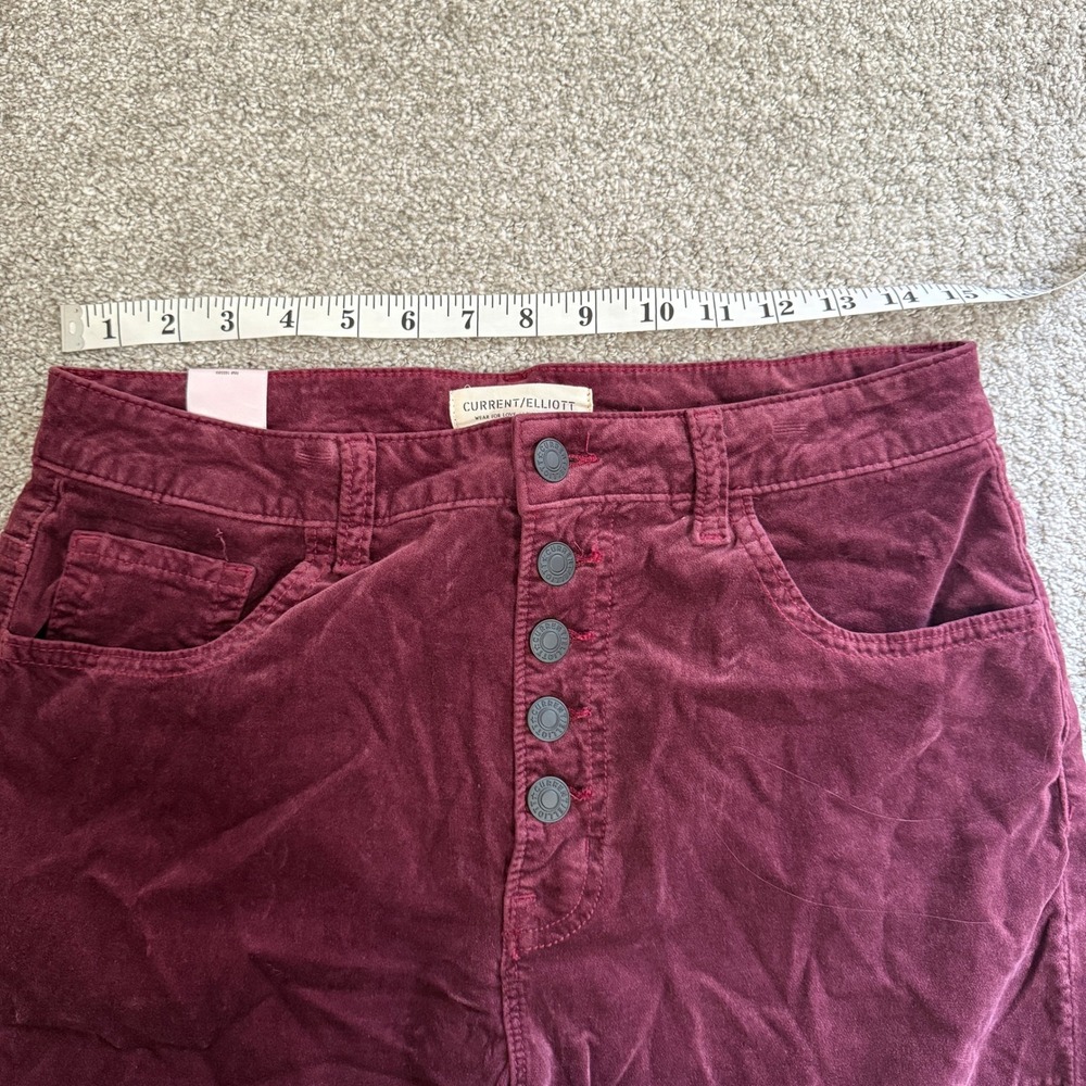NWT Current Elliott Side Street Flare Corduroy Pants Claret Burgundy 30 Velvet - Picture 4 of 11